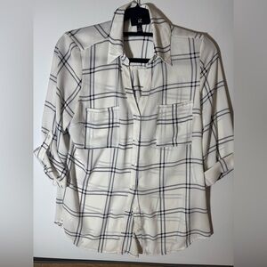 Iz Byer Black and White Plaid Blouse